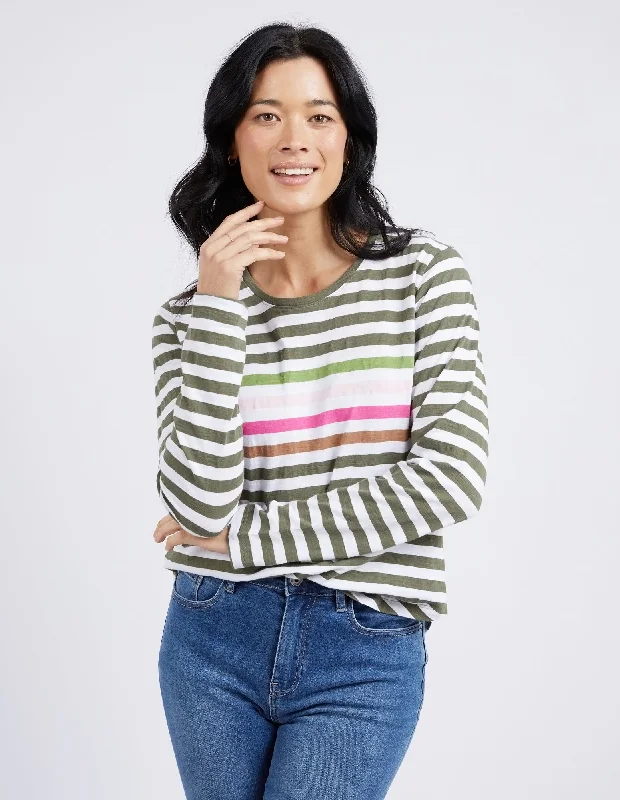 Elm Harmony L/S Tee Khaki White Stripe