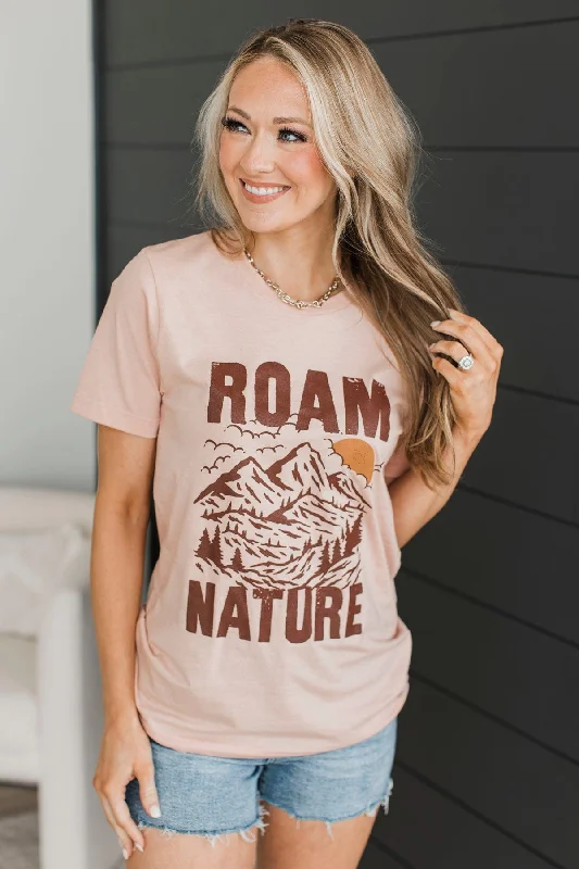 "Roam Nature" Graphic Tee- Dusty Peach