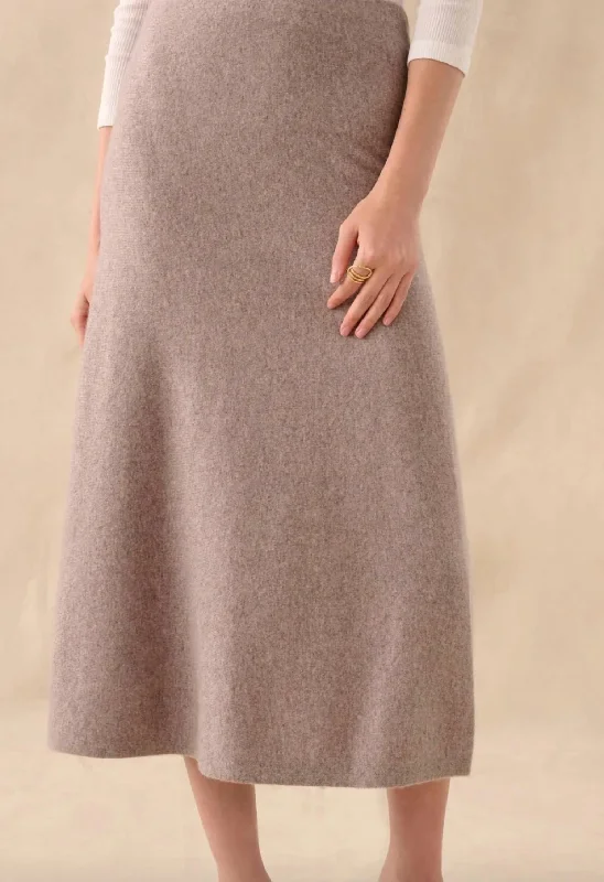 Cashmere Midi Skirt In Stonewood Heather