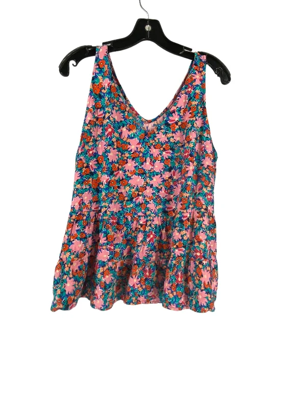 Floral Print Top Sleeveless Loft, Size L