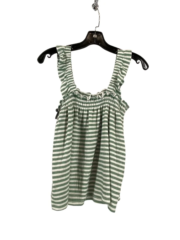 Green & White Top Sleeveless Loft, Size M