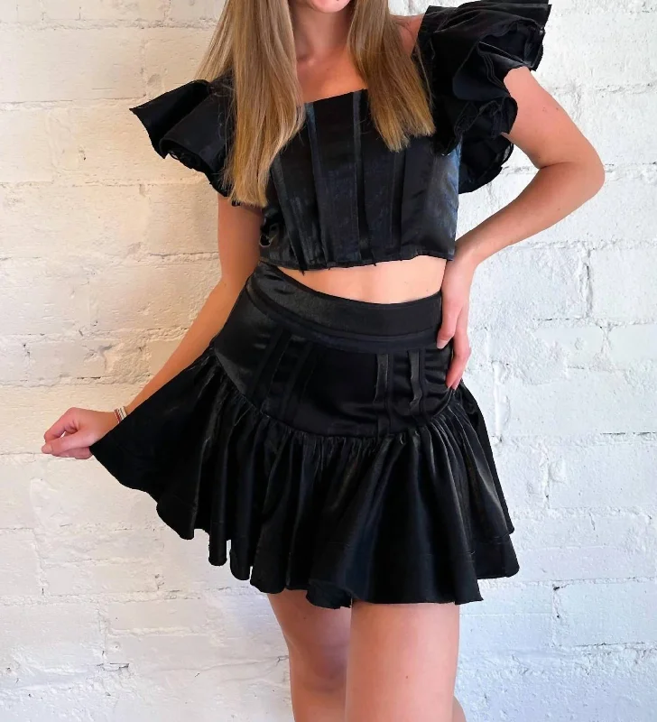 Hailey Cognac Skirt In Black