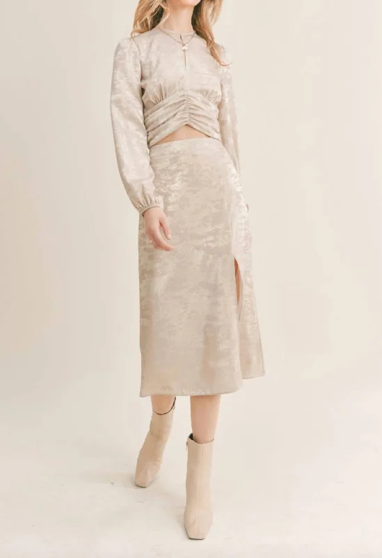 Luxe Midi Skirt In Champagne