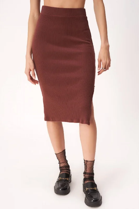 Throw & Go Sweater Rib Midi Skirt In Spiced Copper