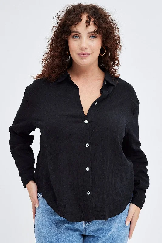 Black Relaxed Shirt Long Sleeve