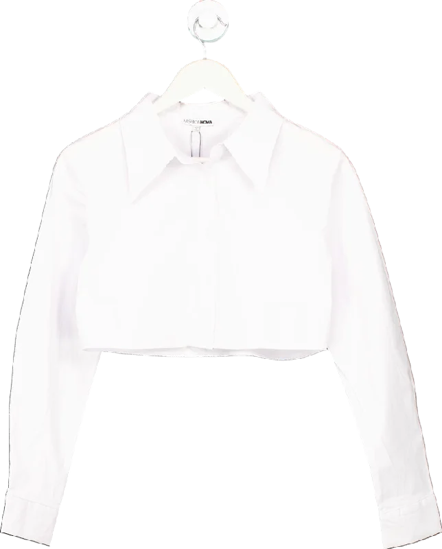 Fashion Nova White Poplin Shirt UK M