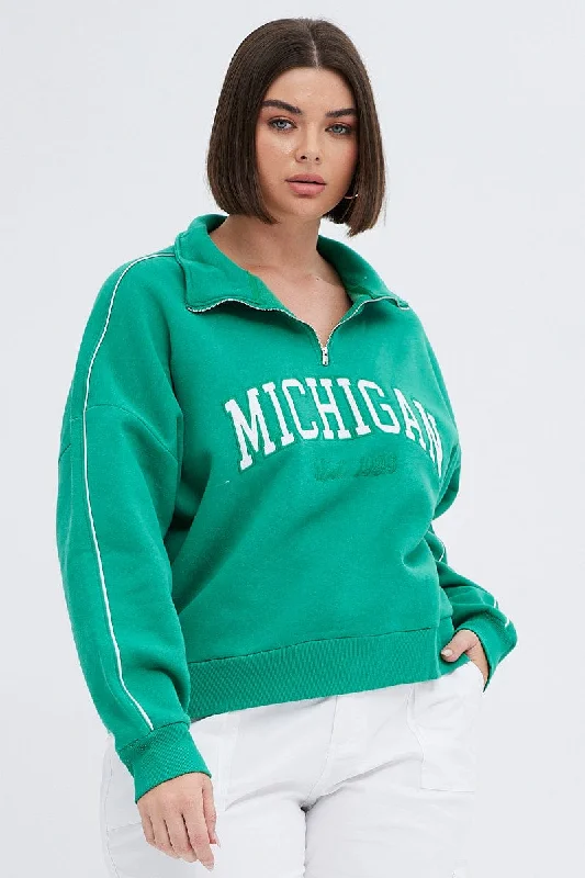 Green Zip Up Sweatshirt