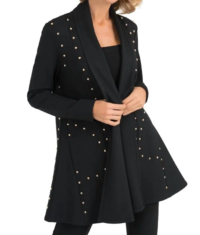 Studded Swing Coat In Black