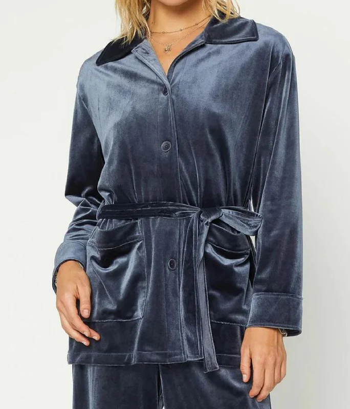 Velour Jacket In Midnight Navy