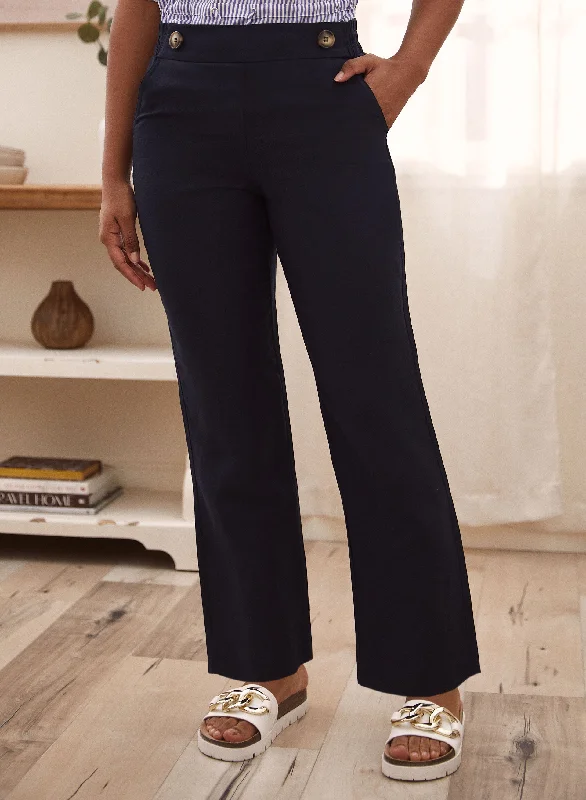 Button Detail Wide Leg Pants