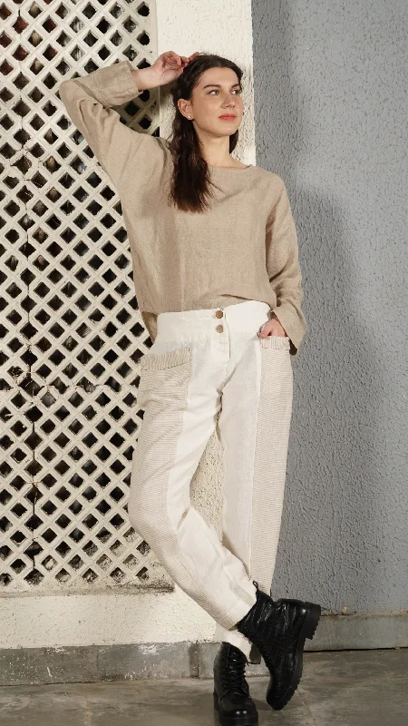 Carey Linen Blend Pant in Cream