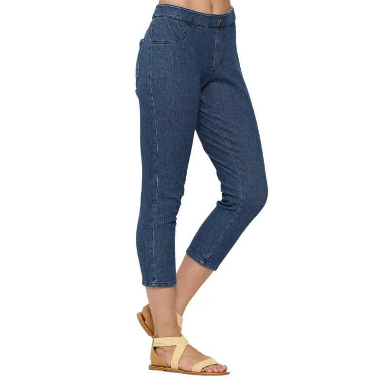 Focus Capri Jeggings w/ Back Pockets in Indigo Denim -  FC-106-ID