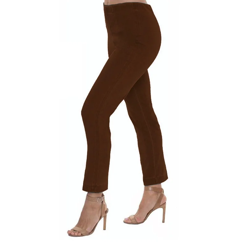 Lior "Sasha" Pull-On Straight Leg Pant in Chocolate Denim - SASHA-CHOC