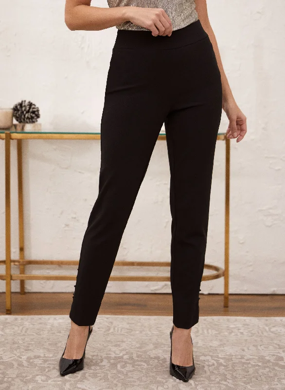 Pull-On Pearl Detail Pants