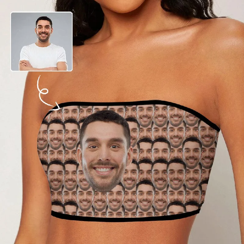 Custom Husband Face Seamless Crop Top Personalized Women's Tube Top