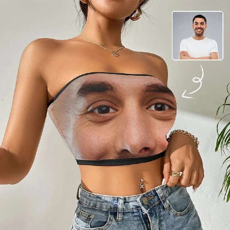 Custom Husband Face You Crop Top Personalized Women's Tube Top