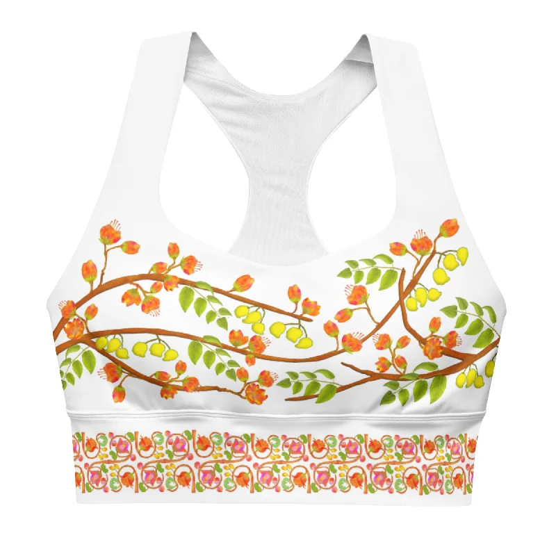 Longline sports bra - Hand Painted & Digitally Printed on White