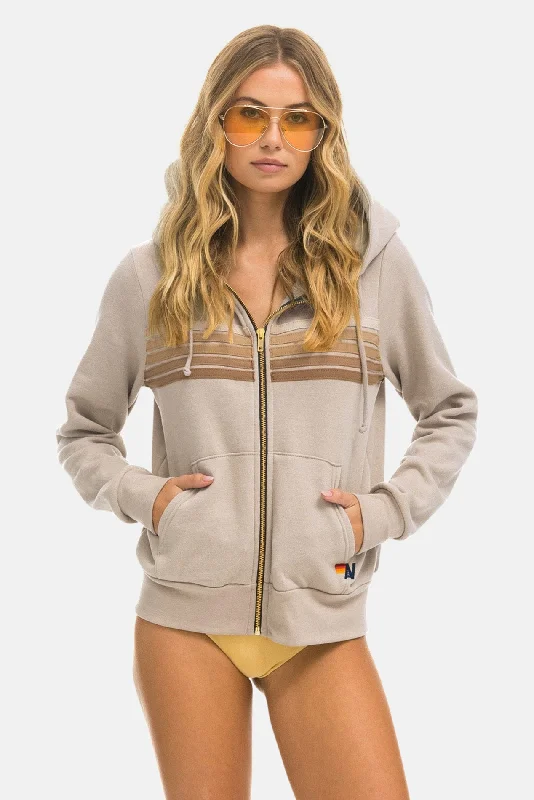 5 Stripe Zip Hoodie Sand/Tan