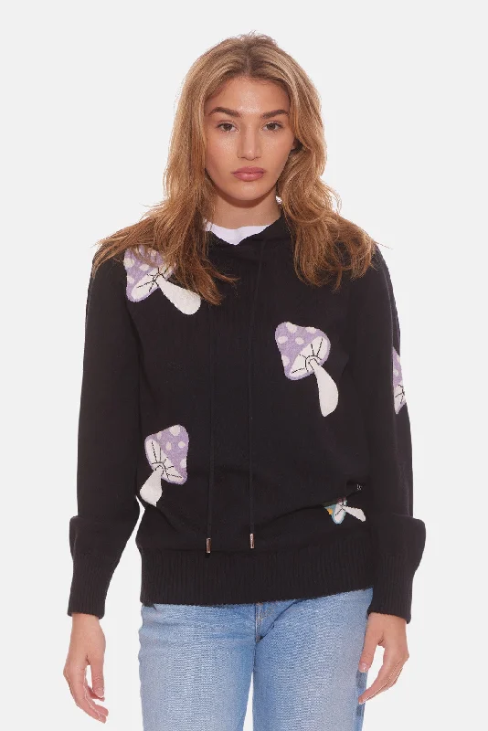 Women's Mushroom Intarsia Pullover Hoodie Multi