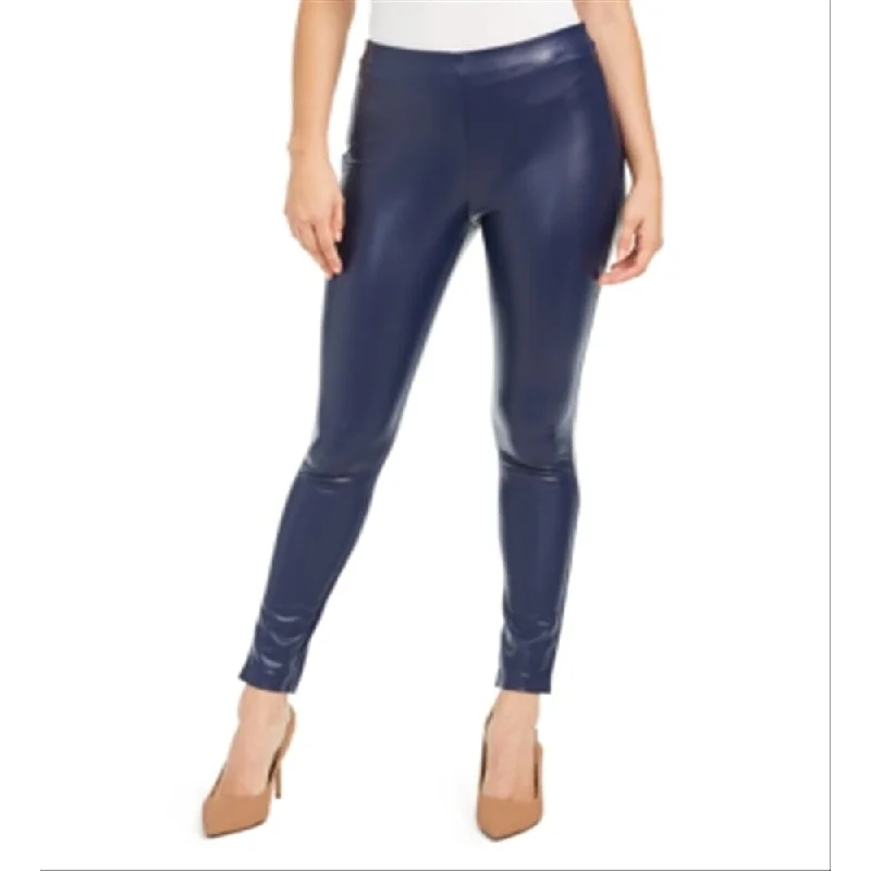 Guess Women's Kaliann Coated Leggings Blue Size M