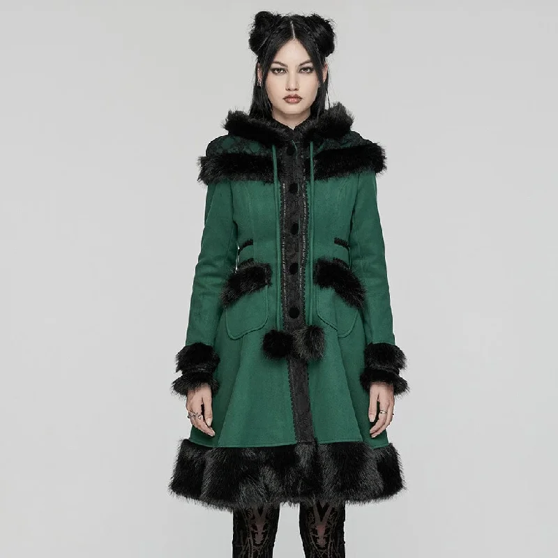 Women's Lolita Hooded Bowknot Overcoat