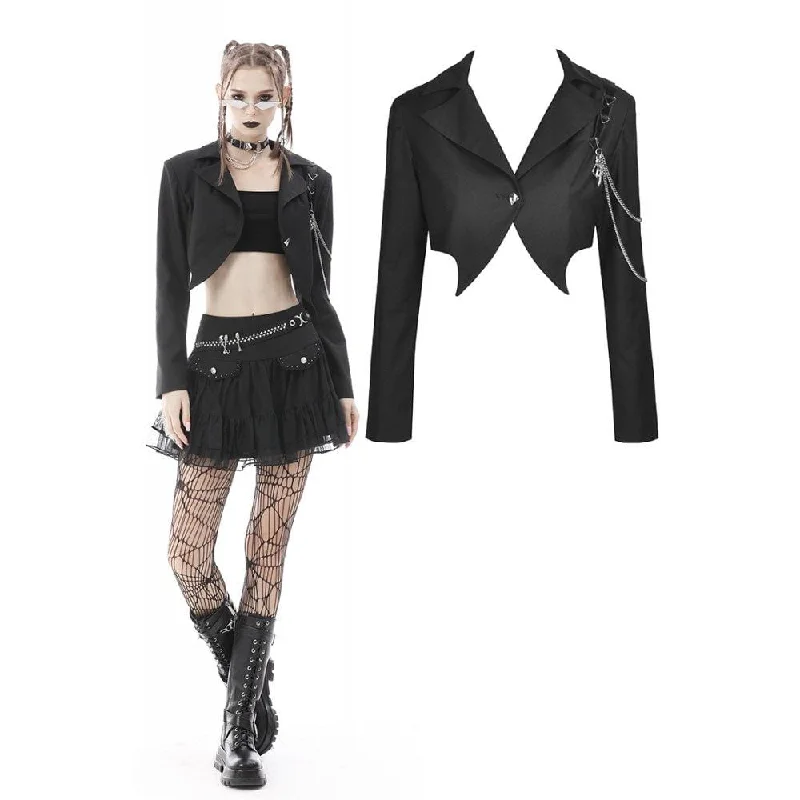 Women's Punk Irregular Short Jacket with Chain