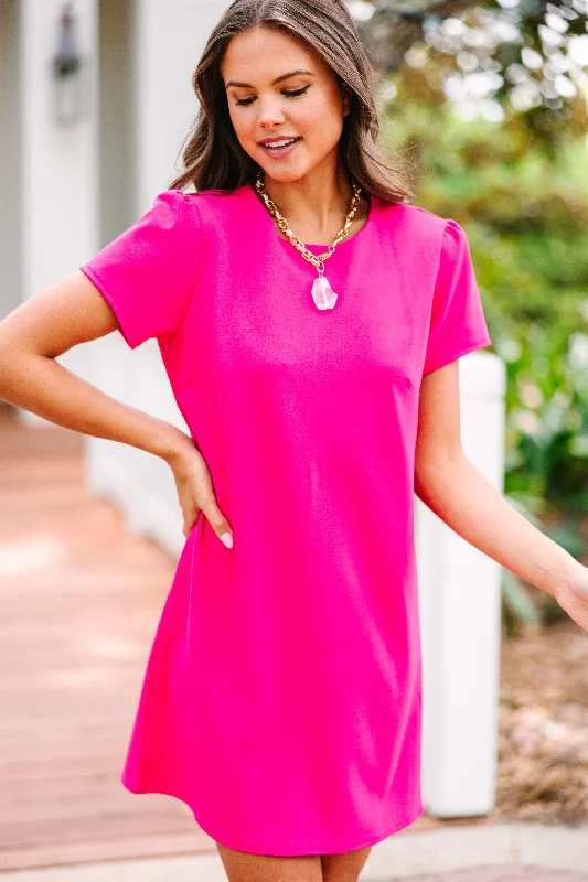 From The Heart Fuchsia Pink Shift Dress