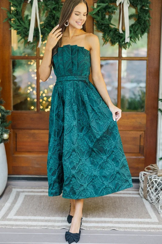 It Was All A Dream Hunter Green Strapless Dress