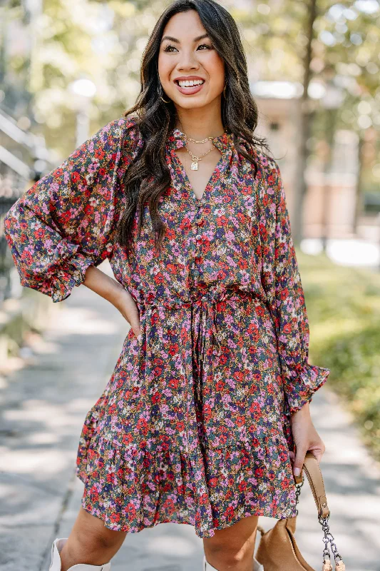 It's About Time Gold Combo Floral Dress