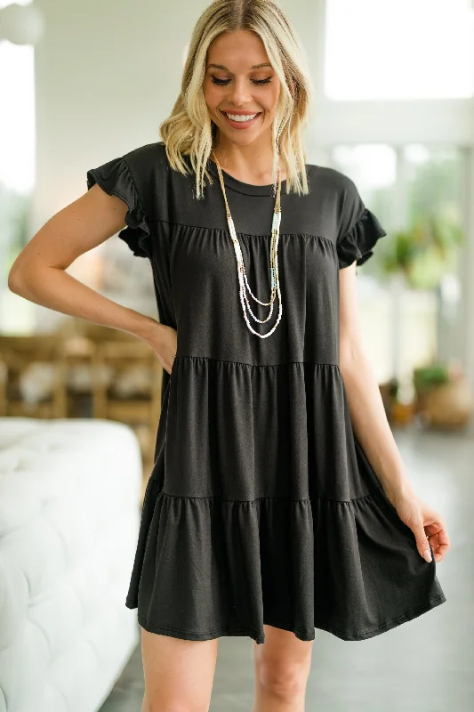 Living For Love Black Tiered Dress