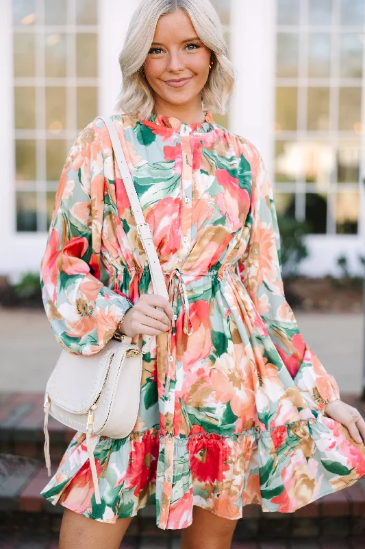 On Your Way Sage Green Floral Dress