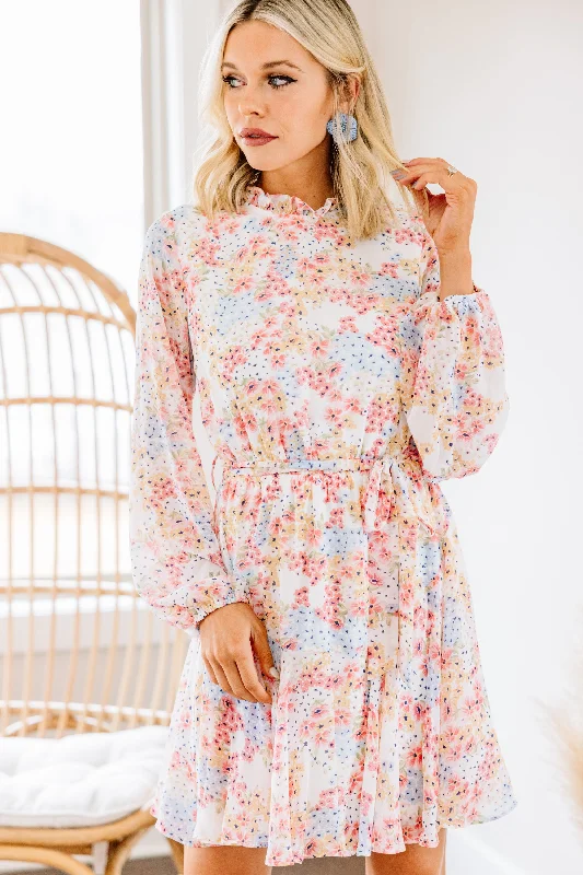 Right On Time Off White Ditsy Floral Dress