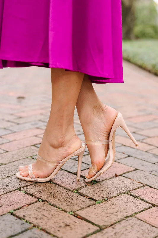 Take A Stand Nude Clear Strap Heels