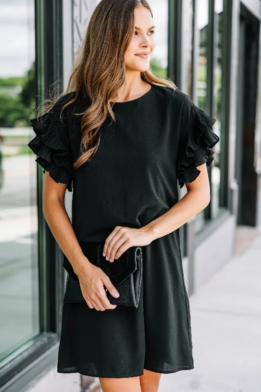 What A Vision Black Ruffled Dress