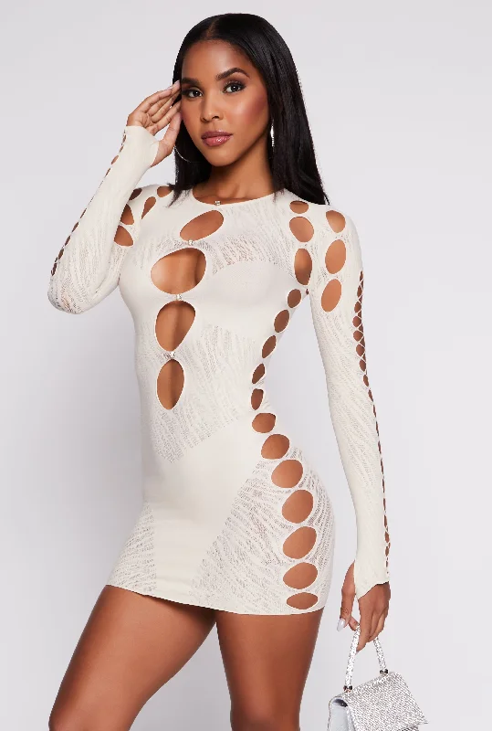 Seamless Rhinestone Cut Out Mini Dress