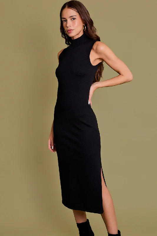 Black Slit Midi