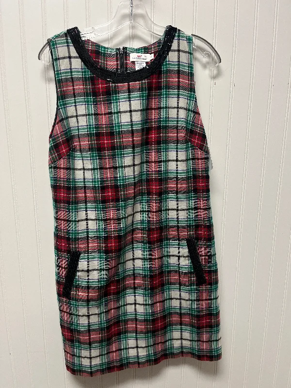 Dress Casual Midi By Vineyard Vines In Plaid Pattern, Size: 10