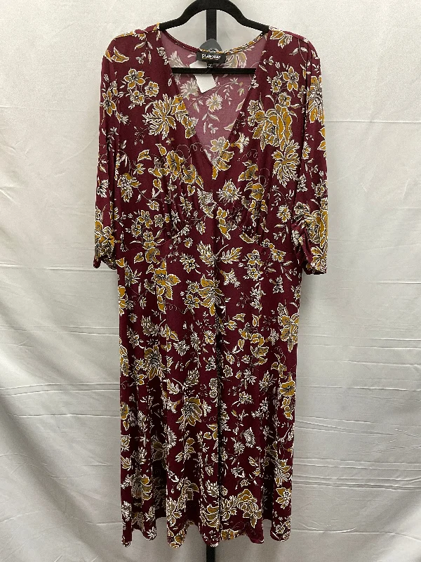 Floral Print Dress Casual Midi Glamour, Size 1x