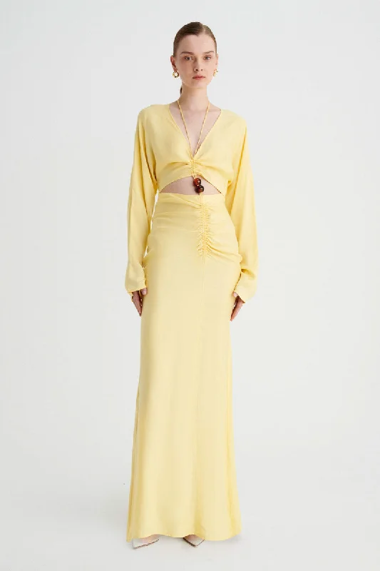 Halley Rushed Maxi Dress - Butter