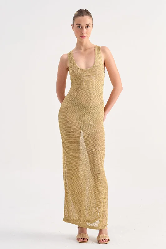 Leo Strappy Maxi Dress - Gold