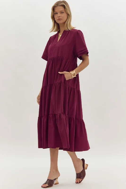 Plum Tiered Midi