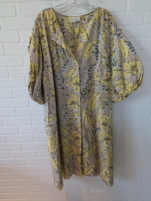 Tan & Yellow Dress Casual Maxi Anthropologie, Size 3x