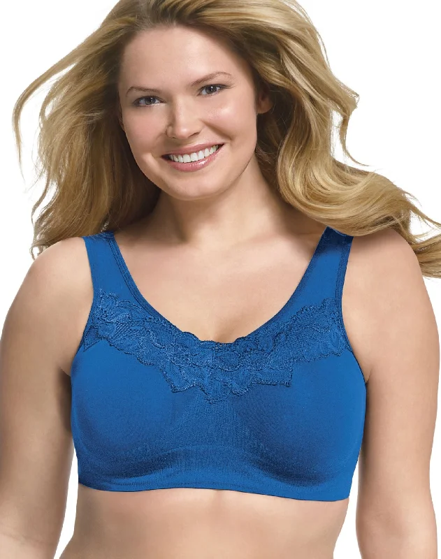 Just My Size Women`s Pure Comfort Wirefree Bra with Lace Trim & Back Close