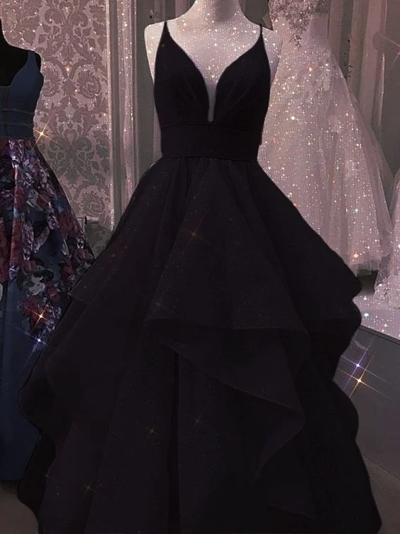 Black evening gown long prom dress     S2641