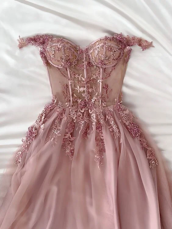 Dreamy pink gown,Pink long evening prom dress     S2606