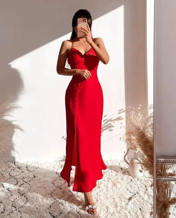 Long red dress , long evening dress , women fashion dresses, prom long gown    S2381