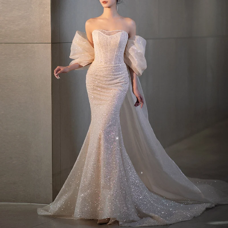 Strapless Curve Neckline Mermaid Wedding Dress