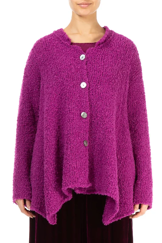 Buttoned Royal Fuchsia Alpaca Wool Cardigan