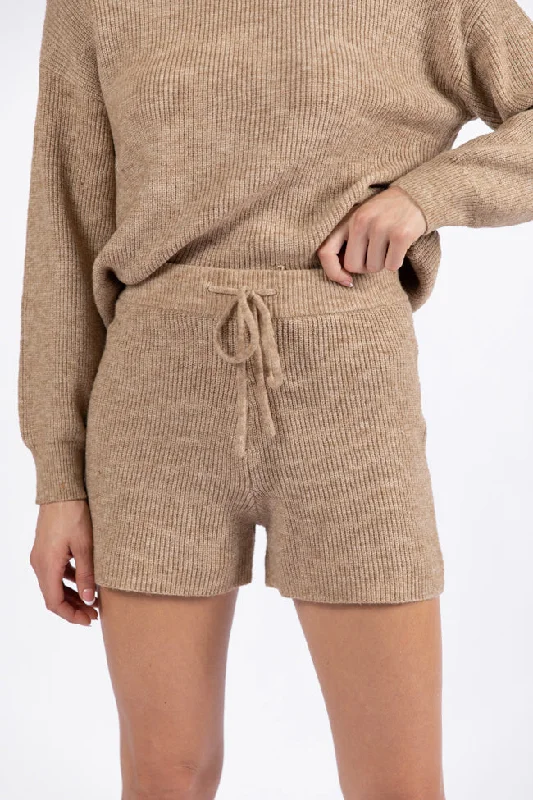 Cloud Chaser Mocha Sweater Knit Shorts