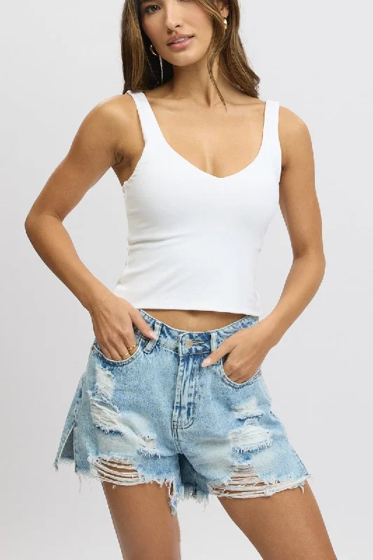 Denim Relaxed Shorts High Rise